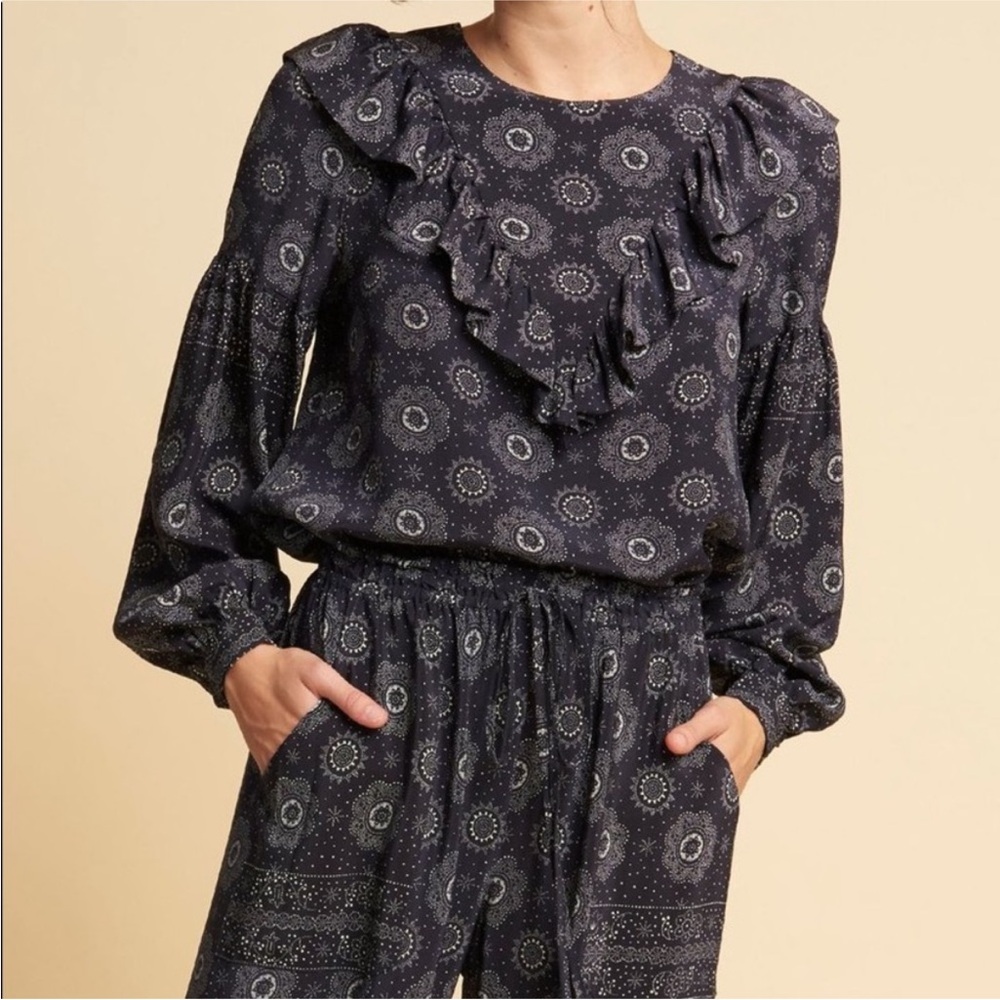 warm Penelope Silk Ruffle Blouse SZ Warm 0/XS VGUC